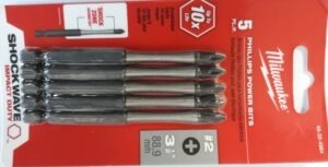 Milwaukee Shockwave 89mm Phillips #2 Power Bits (5 Pack)