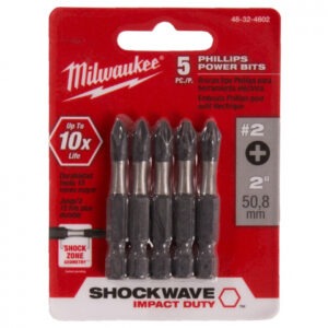 Milwaukee Shockwave 50mm Phillips #2 Power Bits (5 Pack)