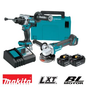 Makita DLX2413TJ 18V LXT Brushless 2-Piece Hammer Drill / Angle Grinder Kit
