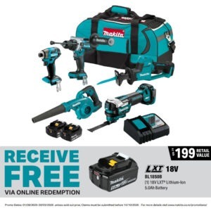 Makita DLX5109TX1 18V LXT Cordless 5-Pc. Combo (5.0Ah) Kit