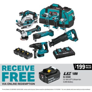 Makita DLX8058TX1 18V LXT Brushless 8-Piece (5.0Ah) Combo Kit